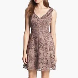 NWT Adrianna Papell Brown Sleeveless Lace Mini Cocktail Dress